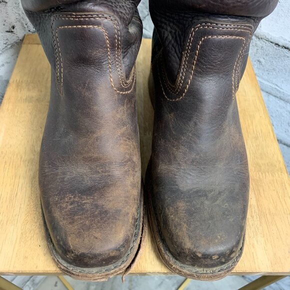 Frye Vintage 70s Campus Boots 7 Brown Distressed Leather Boho Chunky Block Heel - Picture 6 of 16
